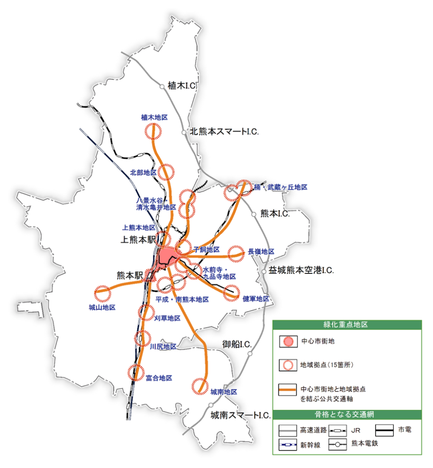 緑化重点地区を示す地図